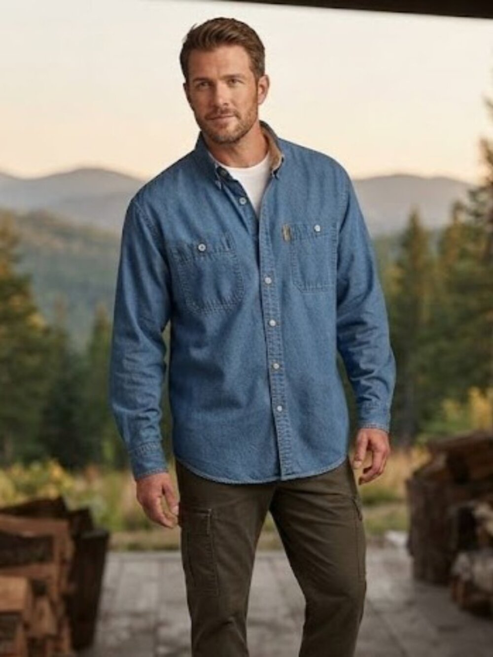 Blue Denim Button-Down Shirt